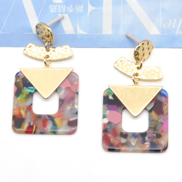 2021 FW collection newest design glam boutique acetate square gold earrings